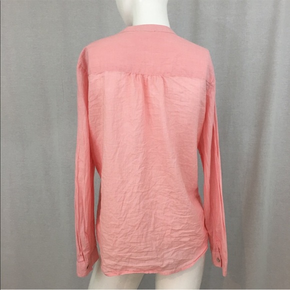 SOLD Large BLL NY Collarless Pleated Button Up Top - Picture 7 of 8